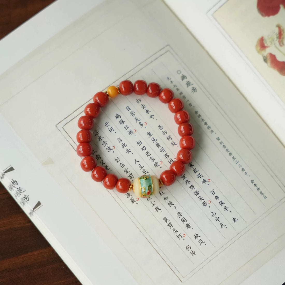 Natural Southern Red Agate & Amber Bracelet | Handcrafted Oriental Jewelry | Lucky Protection Red Agate Beads | Vintage Palace-Inspired Buddhist Bracelet By Luminora