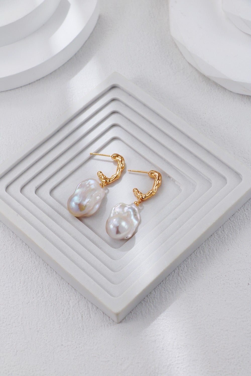 Natural Baroque Pearl Earrings - 18K Gold-Plated Unique Drop Earrings | Vintage Elegant Irregular Freshwater Pearl Jewelry by Luminora