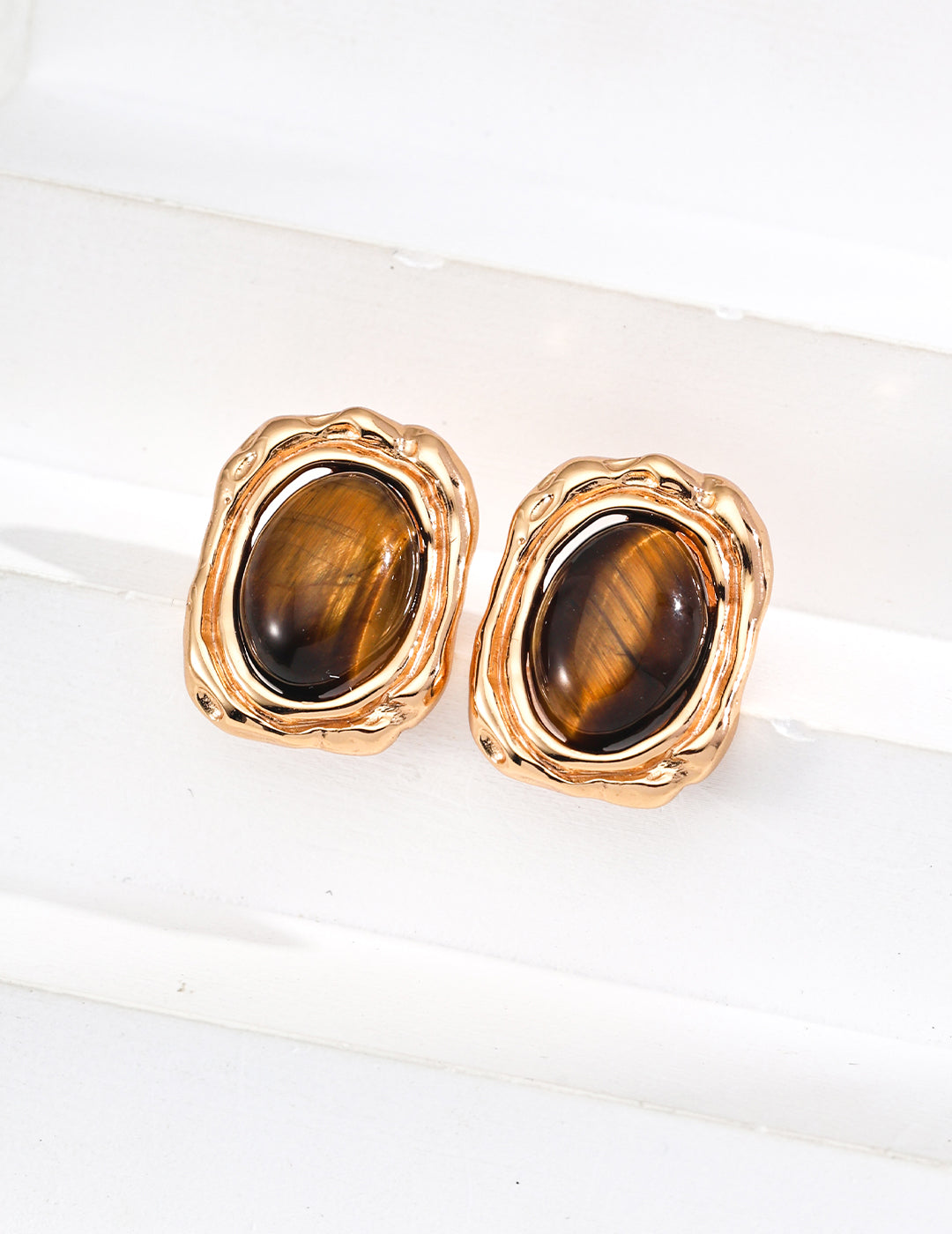 S925 Sterling Silver Vintage Tiger’s Eye Earrings - 18K Gold Plated | Natural Tiger Eye Stone Jewelry | Elegant Luxury Earrings for Women | Gift Idea by Luminora