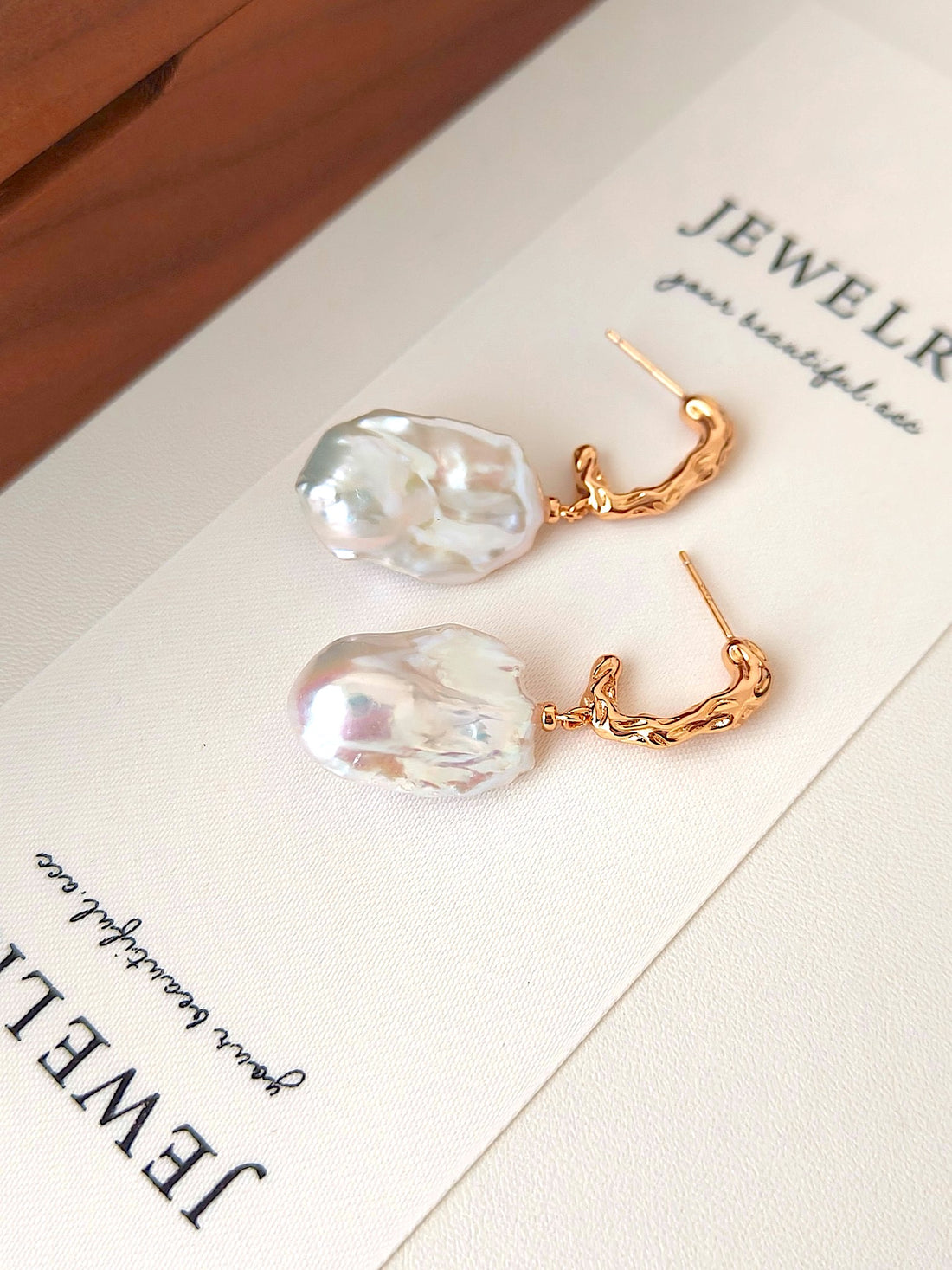 Golden Ripple Baroque Pearl Earrings | Statement Elegance by Luminora