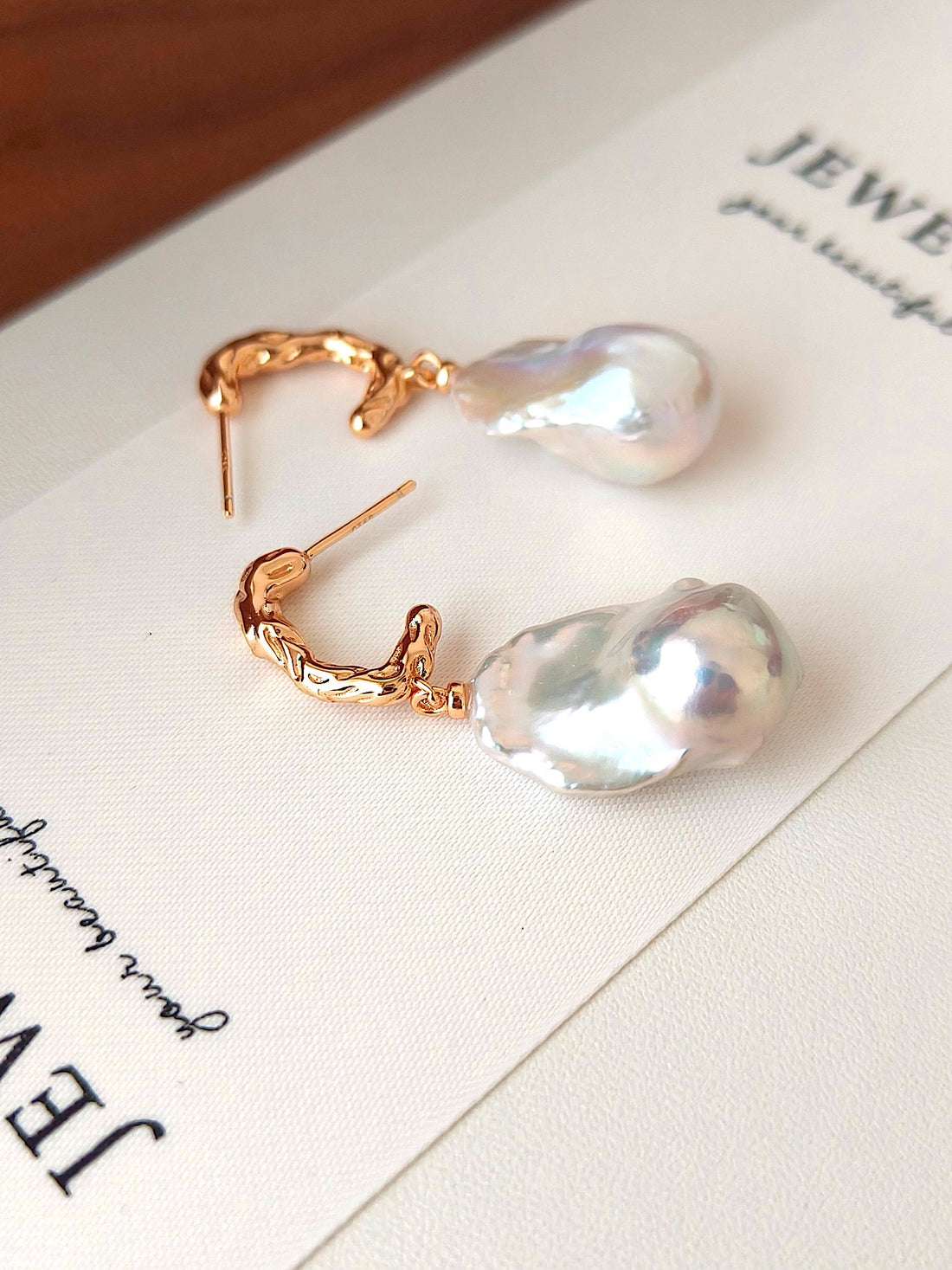 Golden Ripple Baroque Pearl Earrings | Statement Elegance by Luminora