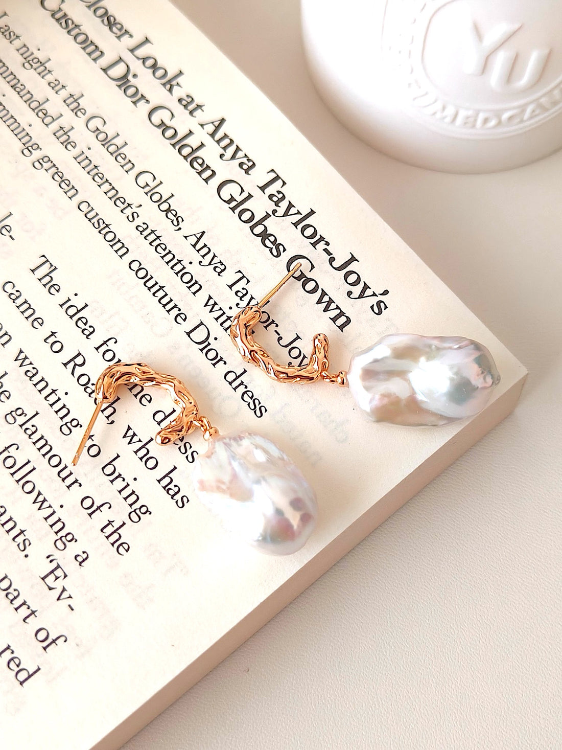 Golden Ripple Baroque Pearl Earrings | Statement Elegance by Luminora