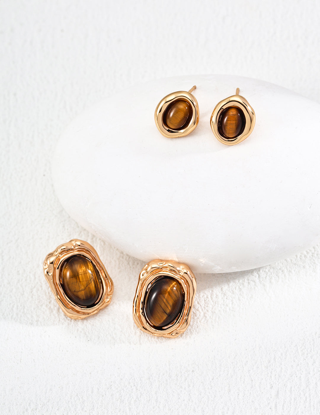 S925 Sterling Silver Vintage Tiger’s Eye Earrings - 18K Gold Plated | Natural Tiger Eye Stone Jewelry | Elegant Luxury Earrings for Women | Gift Idea by Luminora