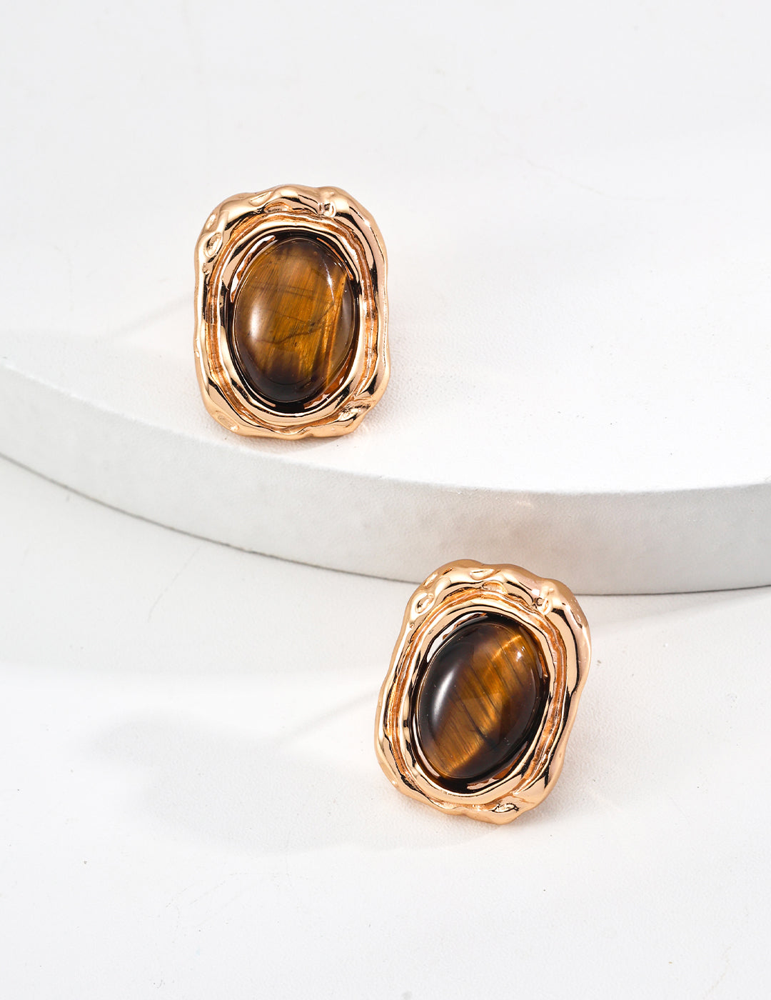 S925 Sterling Silver Vintage Tiger’s Eye Earrings - 18K Gold Plated | Natural Tiger Eye Stone Jewelry | Elegant Luxury Earrings for Women | Gift Idea by Luminora