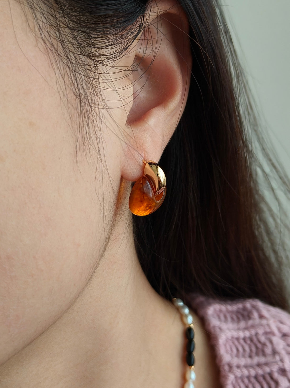 S925 Sterling Silver 18K Gold-Plated Faux Amber Earrings | Vintage Luxury Style | Elegant Round Design | Everyday Wear for Women | by Luminora