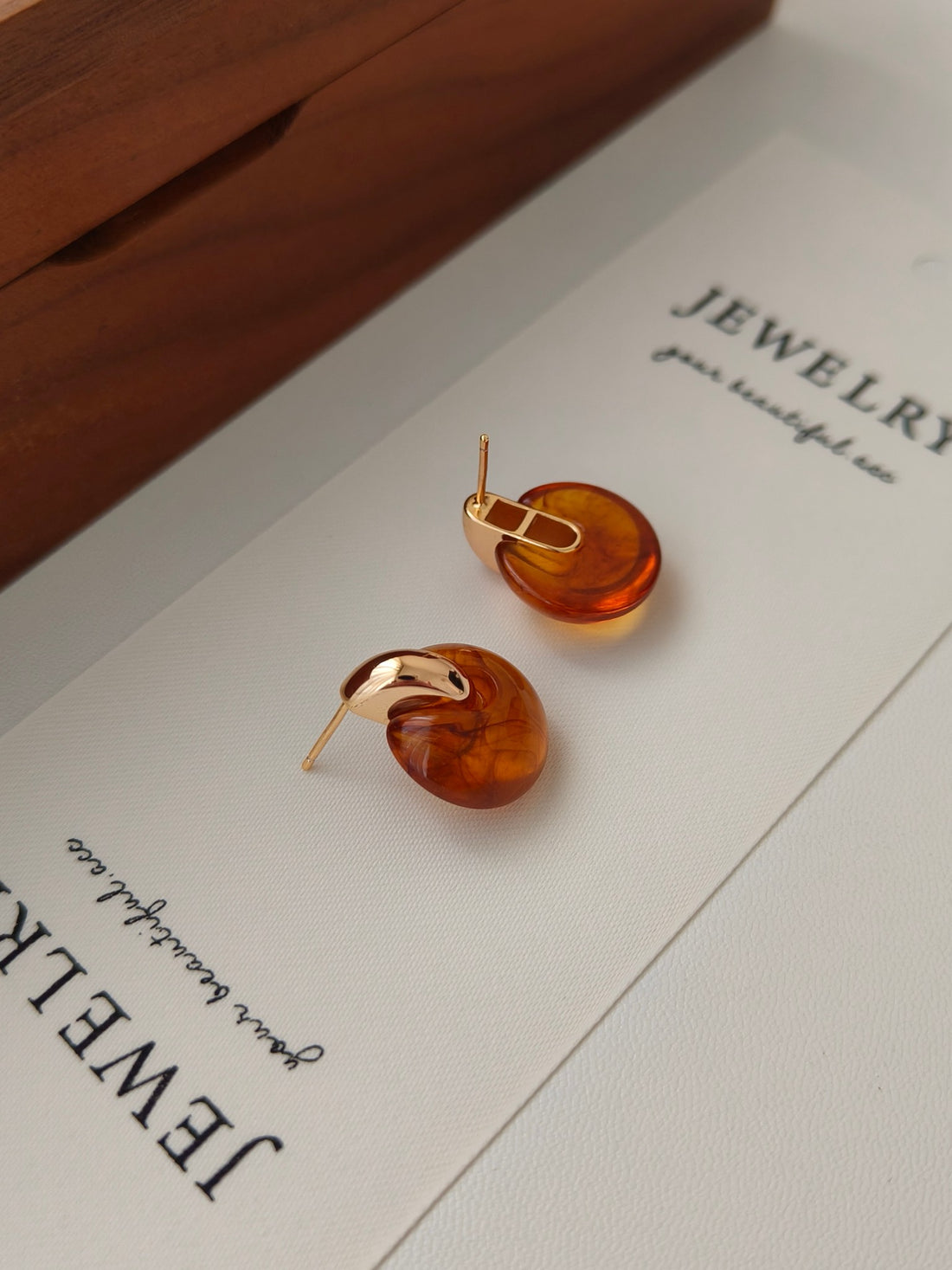 S925 Sterling Silver 18K Gold-Plated Faux Amber Earrings | Vintage Luxury Style | Elegant Round Design | Everyday Wear for Women | by Luminora