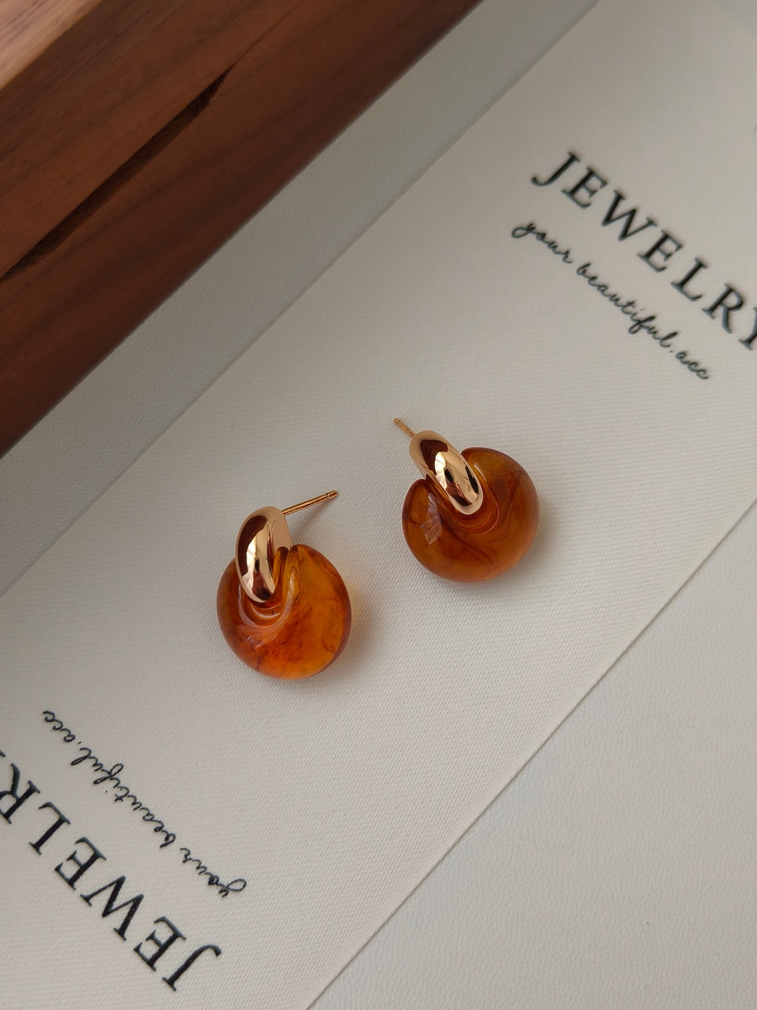 S925 Sterling Silver 18K Gold-Plated Faux Amber Earrings | Vintage Luxury Style | Elegant Round Design | Everyday Wear for Women | by Luminora