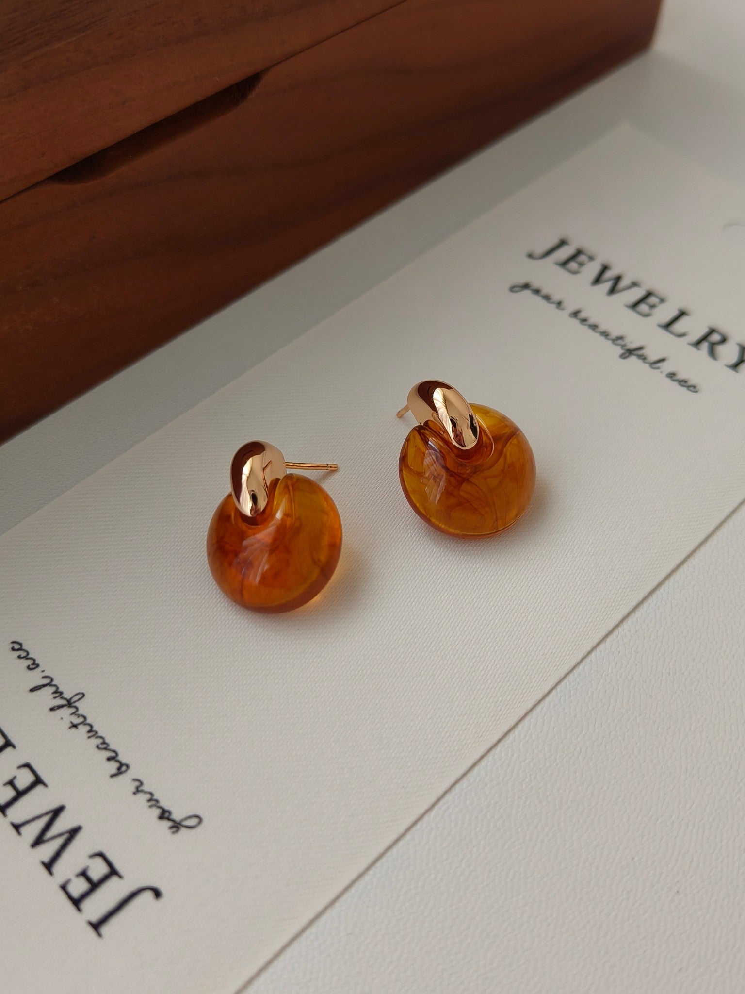 S925 Sterling Silver 18K Gold-Plated Faux Amber Earrings | Vintage Luxury Style | Elegant Round Design | Everyday Wear for Women | by Luminora