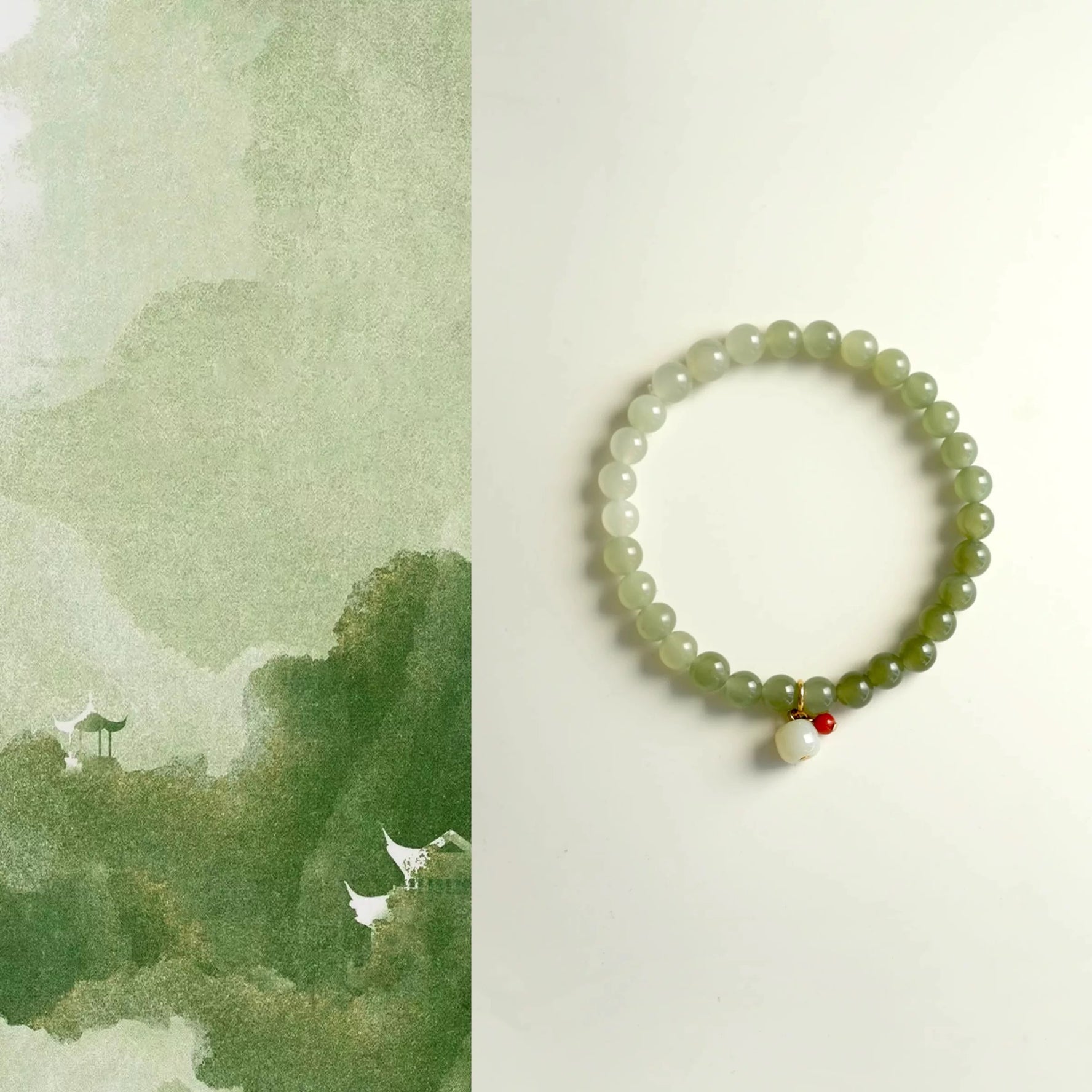 Natural Green Jade Beaded Bracelet | Elegant Handmade Healing Stone Jewelry for Women  by Luminora