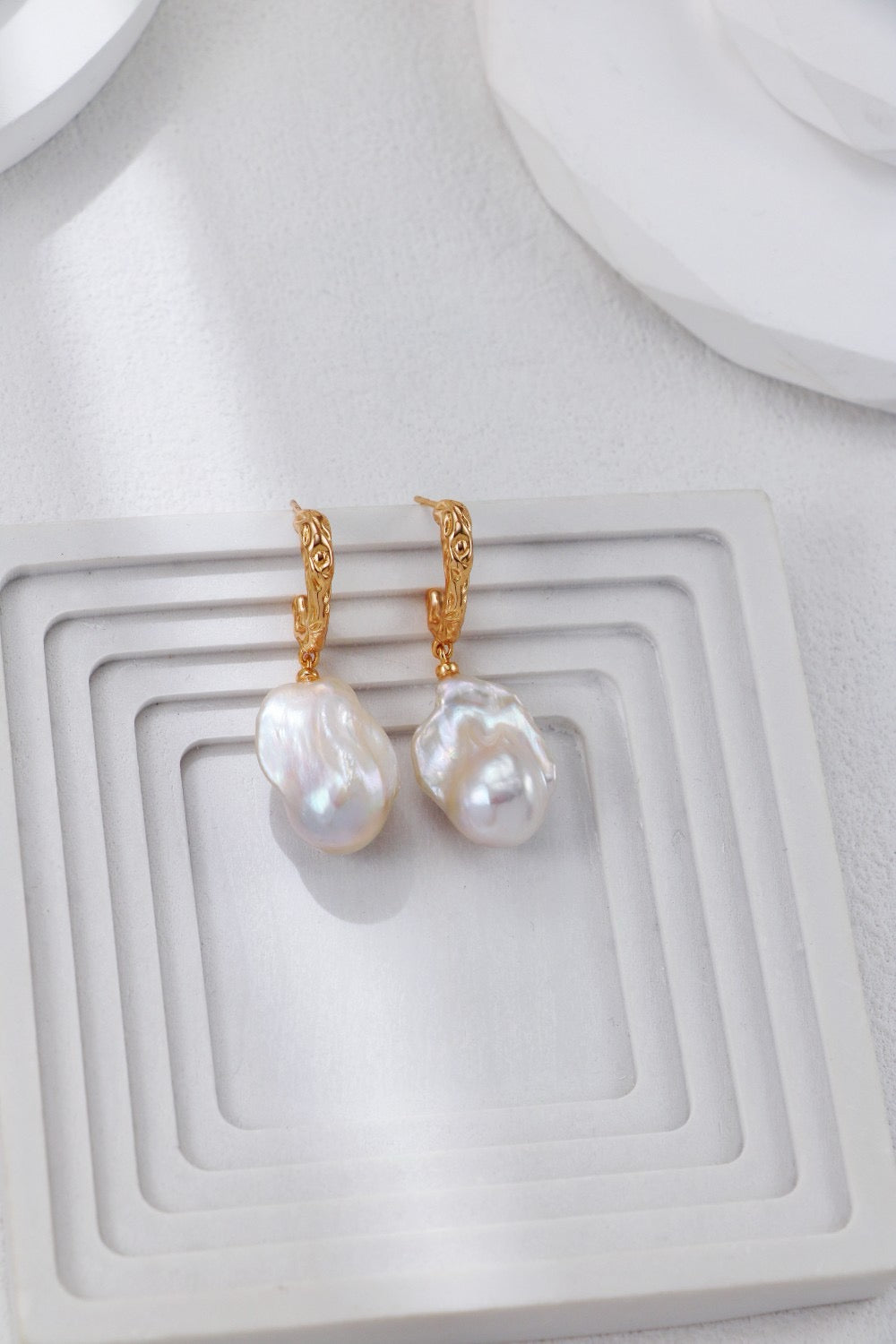 Natural Baroque Pearl Earrings - 18K Gold-Plated Unique Drop Earrings | Vintage Elegant Irregular Freshwater Pearl Jewelry by Luminora