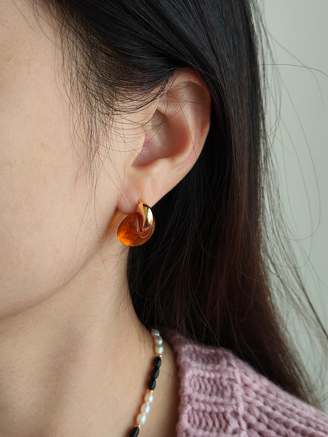 S925 Sterling Silver 18K Gold-Plated Faux Amber Earrings | Vintage Luxury Style | Elegant Round Design | Everyday Wear for Women | by Luminora