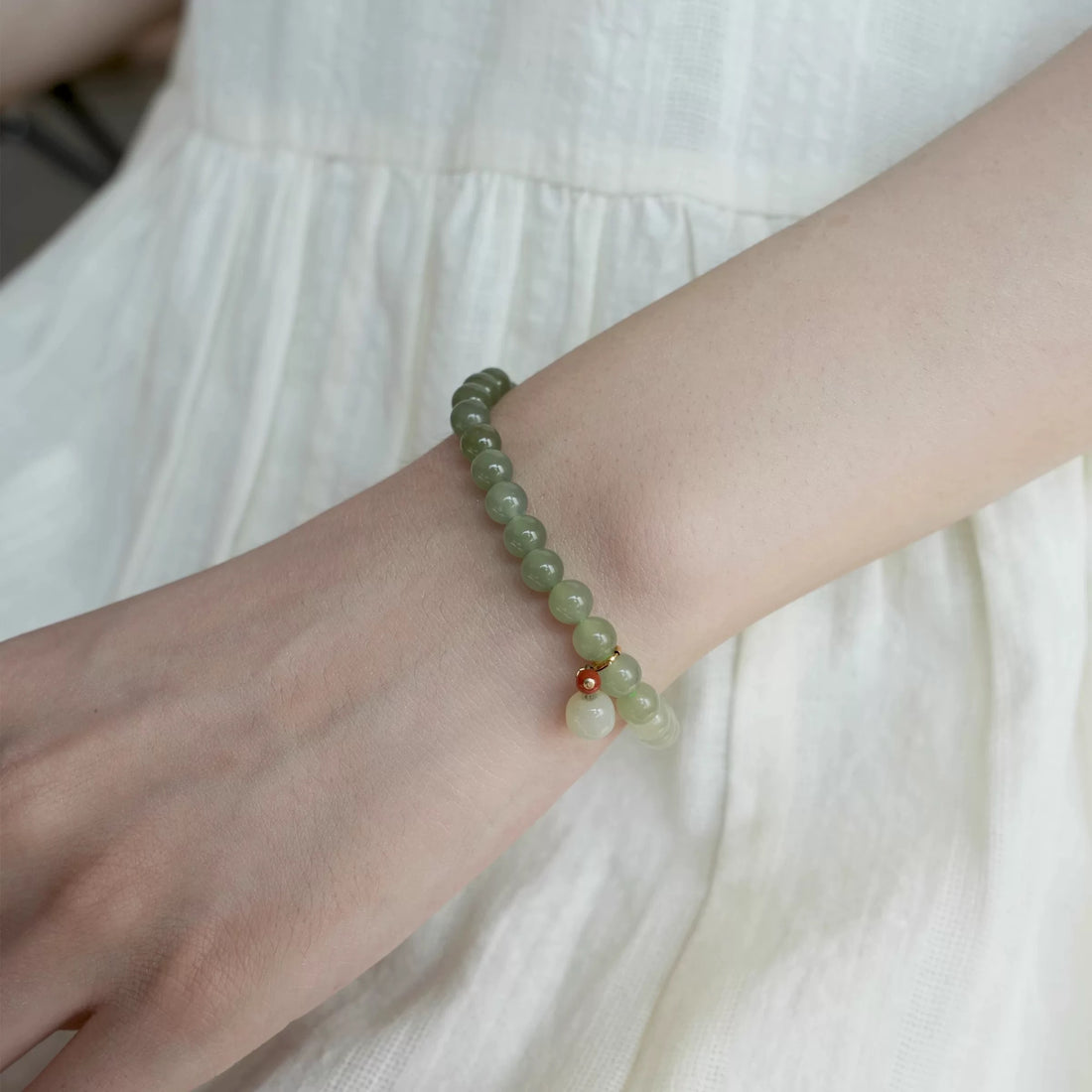 Natural Green Jade Beaded Bracelet | Elegant Handmade Healing Stone Jewelry for Women  by Luminora