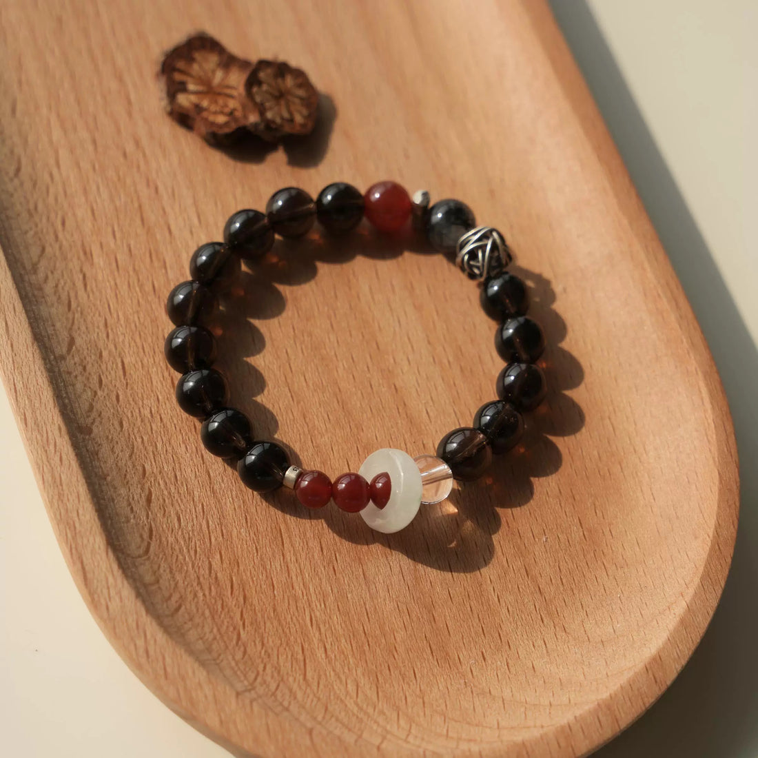 Obsidian & Red Agate Bracelet - Classic Oriental Style, Natural Energy Stones, Protective Amulet Bracelet
By Luminora