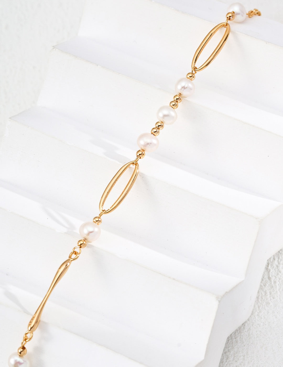 Vintage Gold S925 Silver Necklace with Natural Pearls | Elegant Minimalist Design | Adjustable Length