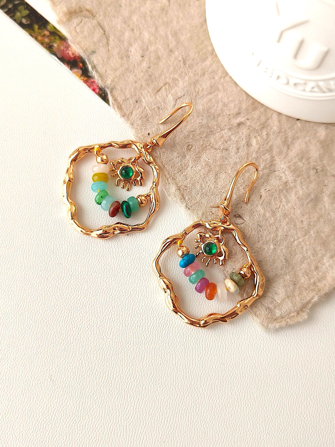 Bohemian Gemstone Hoop Earrings | Vibrant Elegance by Luminora