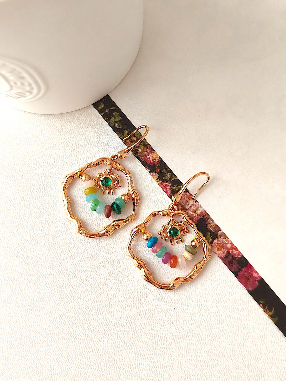 Bohemian Gemstone Hoop Earrings | Vibrant Elegance by Luminora