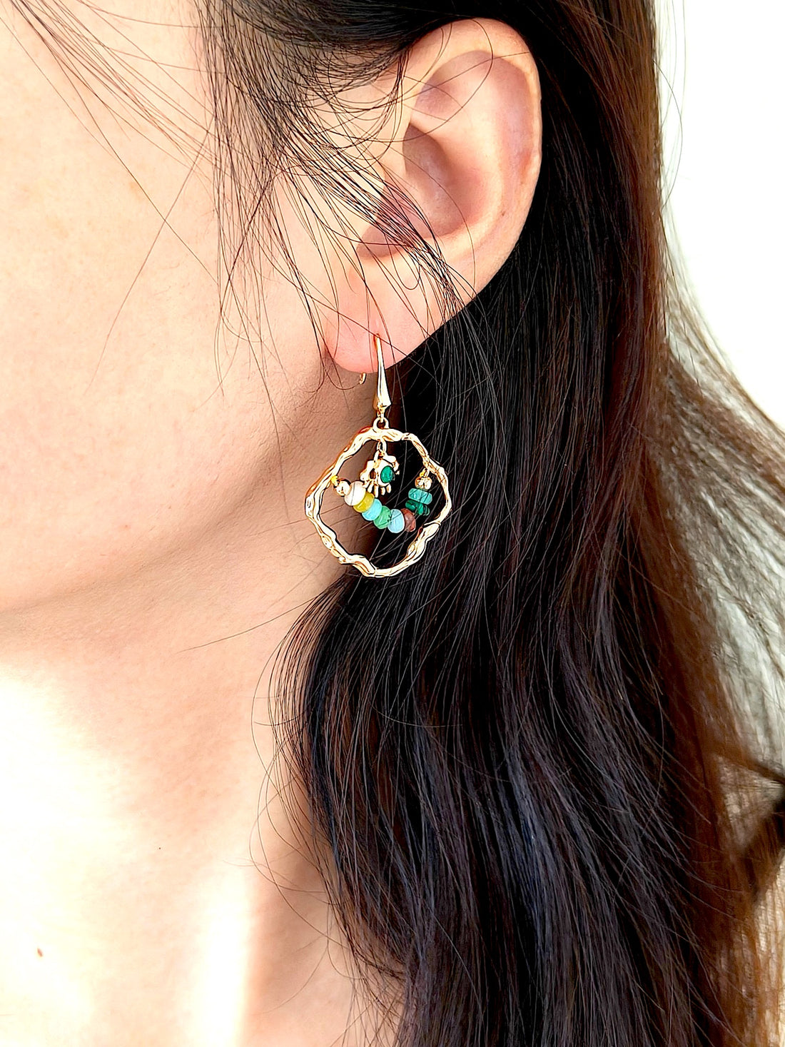 Bohemian Gemstone Hoop Earrings | Vibrant Elegance by Luminora