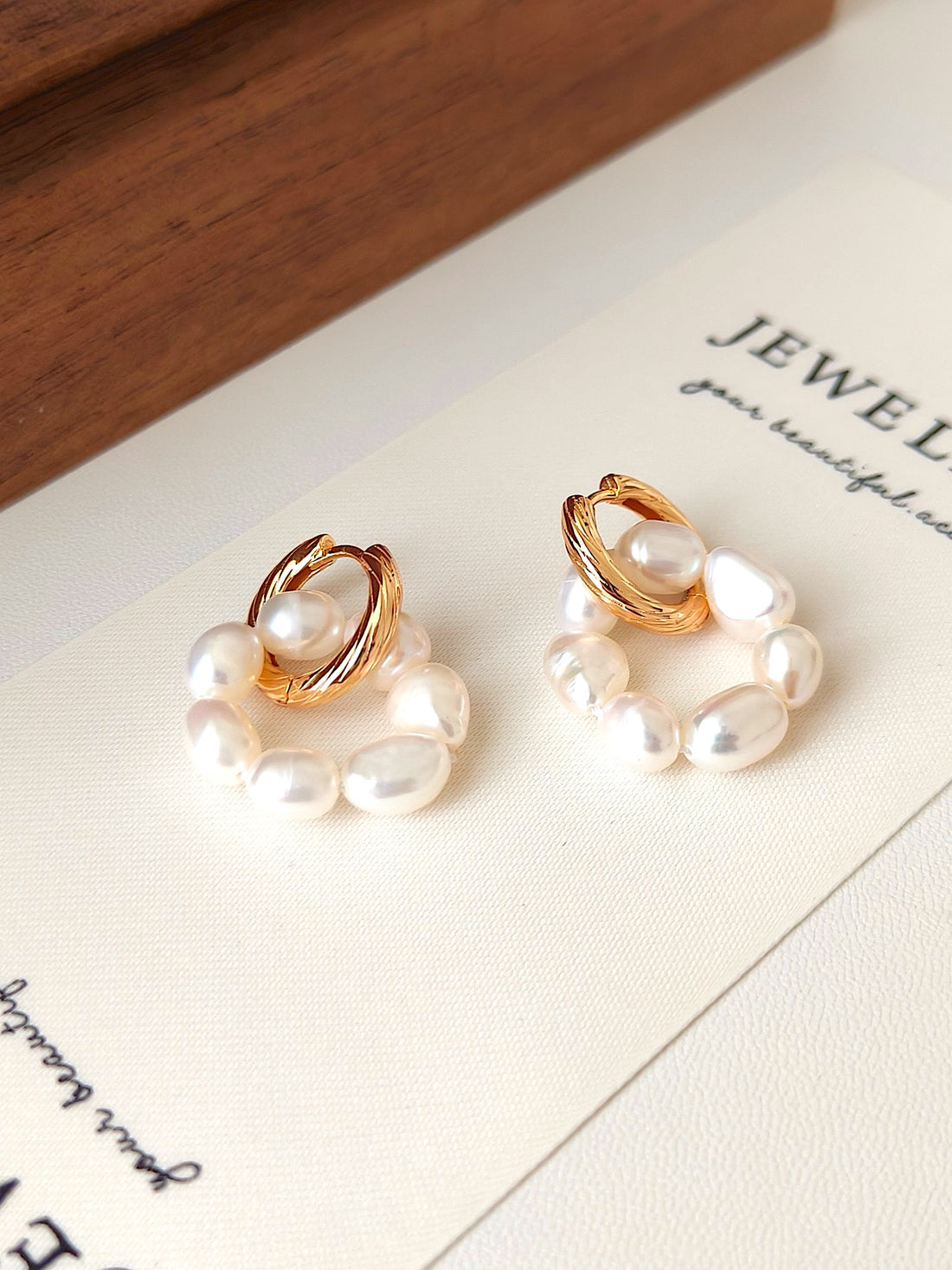 Golden Loop Pearl Hoop Earrings | Modern Elegance by Luminora