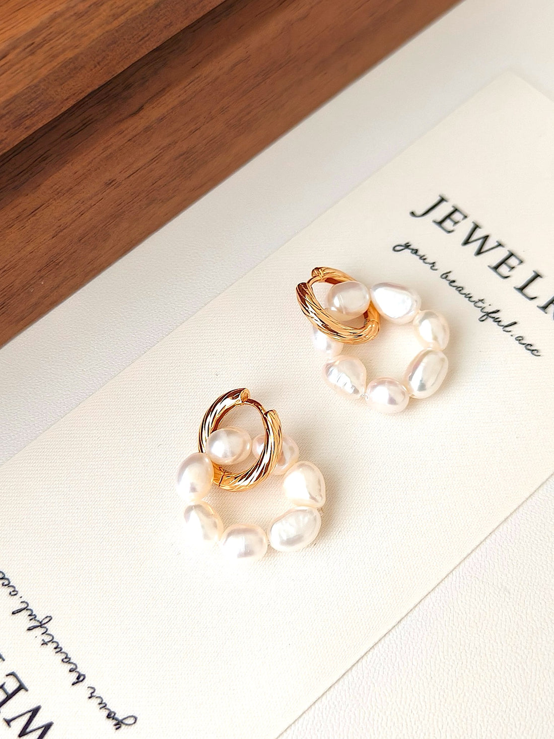 Golden Loop Pearl Hoop Earrings | Modern Elegance by Luminora